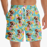 Custom Photo Running Towards The Sun - Dog & Cat Personalized Custom Tropical Hawaiian Aloha Men Beach Shorts - Summer Vacation Gift, Birthday Party Gift For Dog Lovers