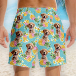 Custom Photo Running Towards The Sun - Dog & Cat Personalized Custom Tropical Hawaiian Aloha Men Beach Shorts - Summer Vacation Gift, Birthday Party Gift For Dog Lovers