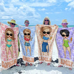 Let The Sea Set You Free - Bestie Personalized Custom Beach Towel - Summer Vacation Gift, Birthday Pool Party Gift For Best Friends, Women