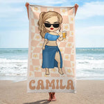 Let The Sea Set You Free - Bestie Personalized Custom Beach Towel - Summer Vacation Gift, Birthday Pool Party Gift For Best Friends, Women