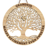 Grandkid Makes Retirement Even Sweeter - Personalized Shaped Wood Sign - Gift For Grandma, Grandpa