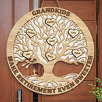 Grandkid Makes Retirement Even Sweeter - Personalized Shaped Wood Sign - Gift For Grandma, Grandpa