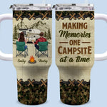 Together We Achieve Camping Couple Goals - Camping Personalized Custom 40 Oz Stainless Steel Tumbler With Handle - Gift For Husband, Wife, Campers