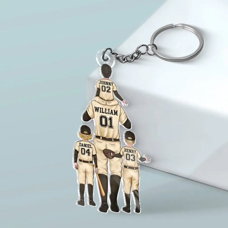 Daddy's Team - Family Personalized Custom Shaped Acrylic Keychain - Gift For Family