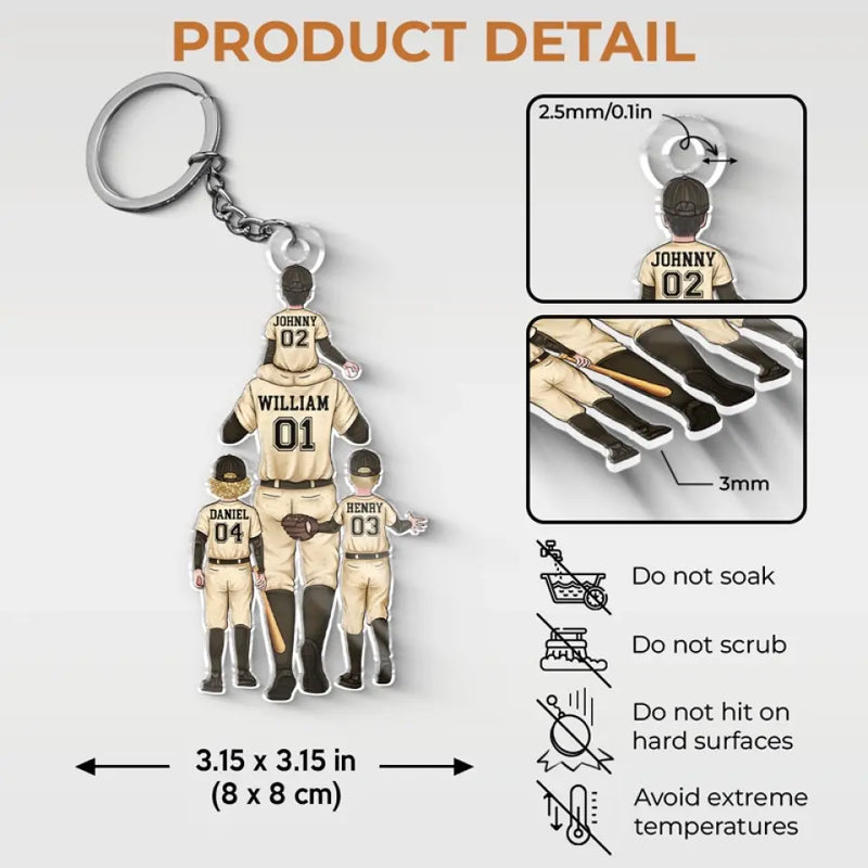 Daddy's Team - Family Personalized Custom Shaped Acrylic Keychain - Gift For Family