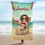 Chill Mode Activated - Bestie Personalized Custom Beach Towel - Summer Vacation Gift, Birthday Pool Party Gift For Best Friends, BFF, Sisters
