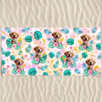 Custom Photo Happy Tails In Summer Trails - Dog & Cat Personalized Custom Beach Towel - Summer Vacation Gift, Birthday Pool Party Gift For Dog Lovers