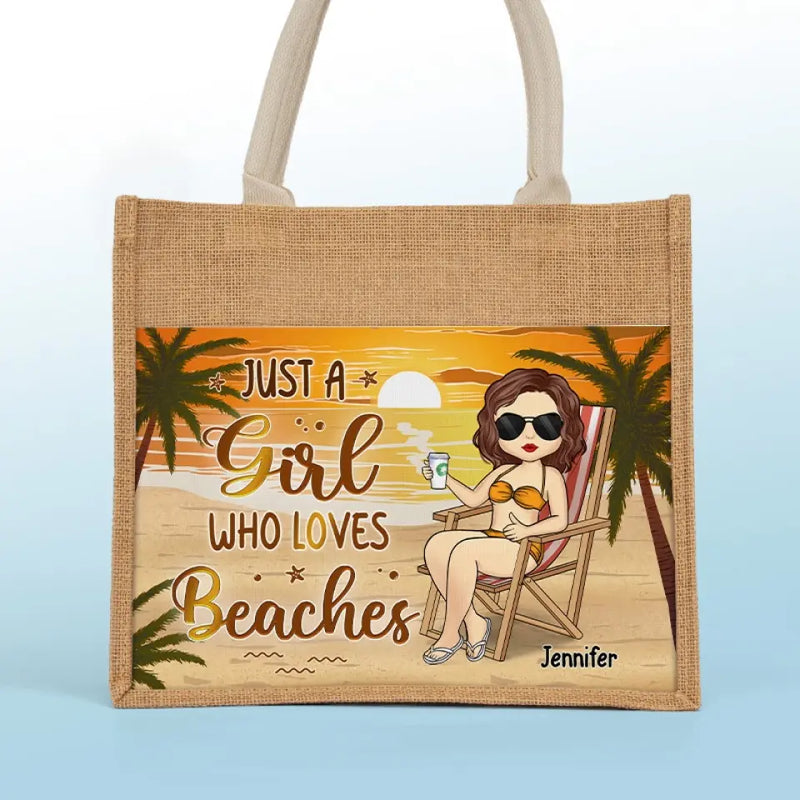 Life Is Better At The Beach - Bestie Personalized Custom Tote Gift Bags, Jute Tote Bags, Beach Bags - Gift For Bestie, Sisters, Wife