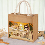 Life Is Better At The Beach - Bestie Personalized Custom Tote Gift Bags, Jute Tote Bags, Beach Bags - Gift For Bestie, Sisters, Wife