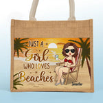 Life Is Better At The Beach - Bestie Personalized Custom Tote Gift Bags, Jute Tote Bags, Beach Bags - Gift For Bestie, Sisters, Wife