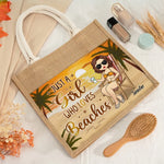 Life Is Better At The Beach - Bestie Personalized Custom Tote Gift Bags, Jute Tote Bags, Beach Bags - Gift For Bestie, Sisters, Wife