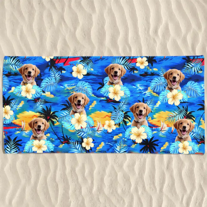 Custom Photo Furry Friends And Sunny Days - Dog 
& Cat Personalized Custom Beach Towel - Summer Vacation Gift, Birthday Pool Party Gift For Pet Owners, Pet Lovers