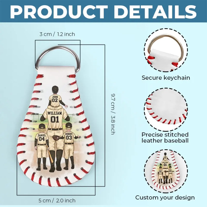 Part-Time Pitching Machine Full-Time Dad - Family Personalized Custom Leather Keychain - Gift For Family Members