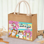 Fur Mom - Dog & Cat Personalized Custom Tote Gift Bags, Jute Tote Bags, Beach Bags - Gift For Dog Lovers, Cat Lovers, Mom