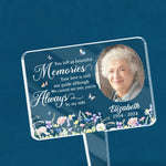 Custom Photo You Left Us Beautiful Memories - Memorial Personalized Custom Stain Glass Style Acrylic Garden Stake - Sympathy Gift For Family