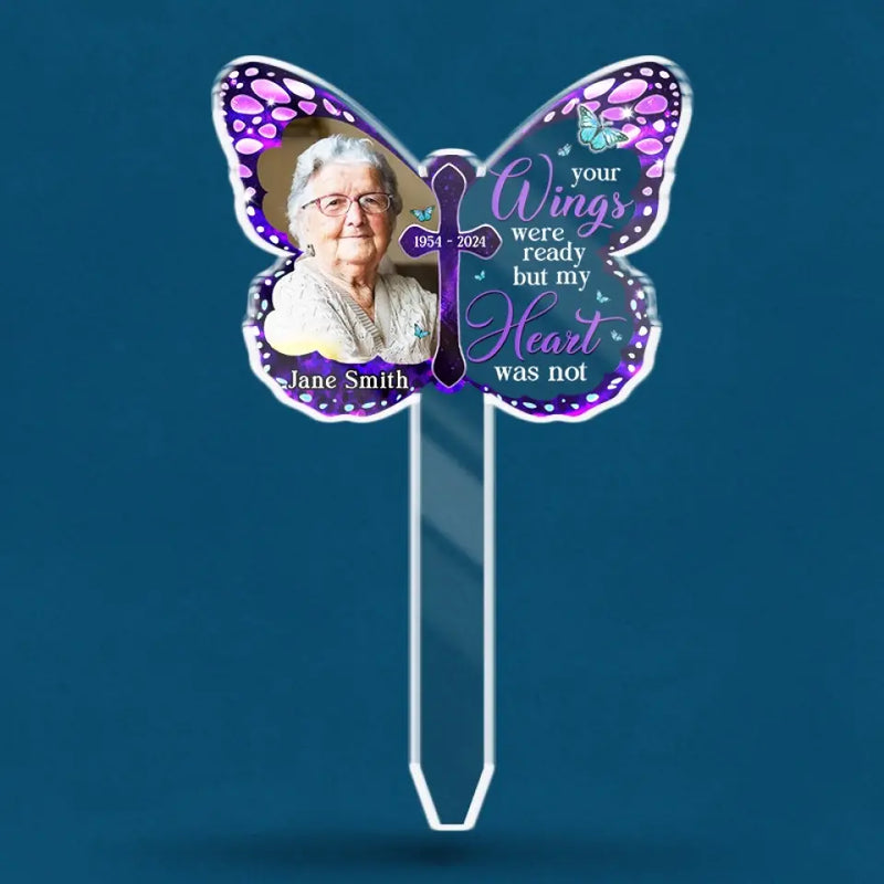 Custom Photo Your Memory Is A Treasure - Memorial Personalized Custom Stain Glass Style Acrylic Garden Stake - Sympathy Gift For Family