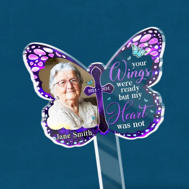 Custom Photo Your Memory Is A Treasure - Memorial Personalized Custom Stain Glass Style Acrylic Garden Stake - Sympathy Gift For Family