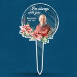 Custom Photo Always In Our Thoughts - Memorial Personalized Custom Stain Glass Style Acrylic Garden Stake - Sympathy Gift For Family