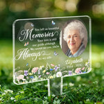 Custom Photo You Left Us Beautiful Memories - Memorial Personalized Custom Stain Glass Style Acrylic Garden Stake - Sympathy Gift For Family