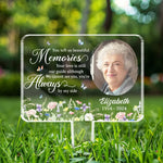 Custom Photo You Left Us Beautiful Memories - Memorial Personalized Custom Stain Glass Style Acrylic Garden Stake - Sympathy Gift For Family