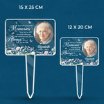 Custom Photo You Left Us Beautiful Memories - Memorial Personalized Custom Stain Glass Style Acrylic Garden Stake - Sympathy Gift For Family