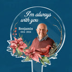 Custom Photo Always In Our Thoughts - Memorial Personalized Custom Stain Glass Style Acrylic Garden Stake - Sympathy Gift For Family