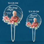Custom Photo Always In Our Thoughts - Memorial Personalized Custom Stain Glass Style Acrylic Garden Stake - Sympathy Gift For Family