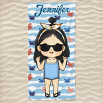 It’s Summer And Time For Wandering - Family Personalized Custom Beach Towel - Summer Vacation Gift, Birthday Pool Party Gift For Kids, Brothers, Sisters