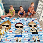 It’s Summer And Time For Wandering - Family Personalized Custom Beach Towel - Summer Vacation Gift, Birthday Pool Party Gift For Kids, Brothers, Sisters