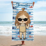 It’s Summer And Time For Wandering - Family Personalized Custom Beach Towel - Summer Vacation Gift, Birthday Pool Party Gift For Kids, Brothers, Sisters