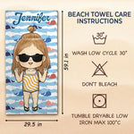 It’s Summer And Time For Wandering - Family Personalized Custom Beach Towel - Summer Vacation Gift, Birthday Pool Party Gift For Kids, Brothers, Sisters