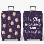 Custom Photo The Sky Is Calling And We Must Go - Family Personalized Custom Luggage Cover - Summer Vacation Gift For Family