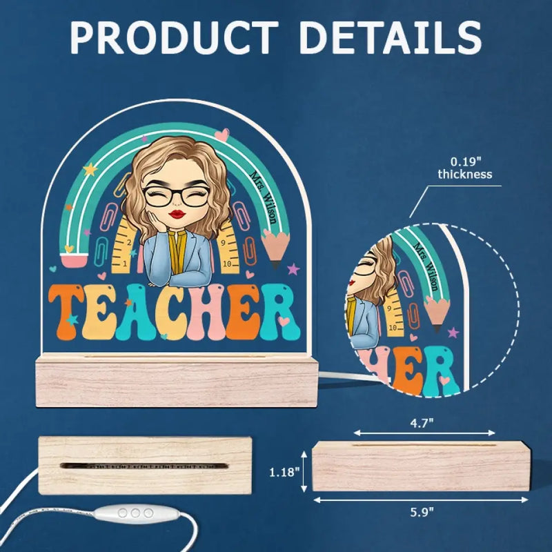 Queen Of The Classroom - Teacher Personalized Custom Shaped 3D LED Light - Gift For Teacher