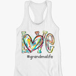 Love's Around Grandma Life - Family Personalized Custom Racer Back Tank Top - Gift For Grandma