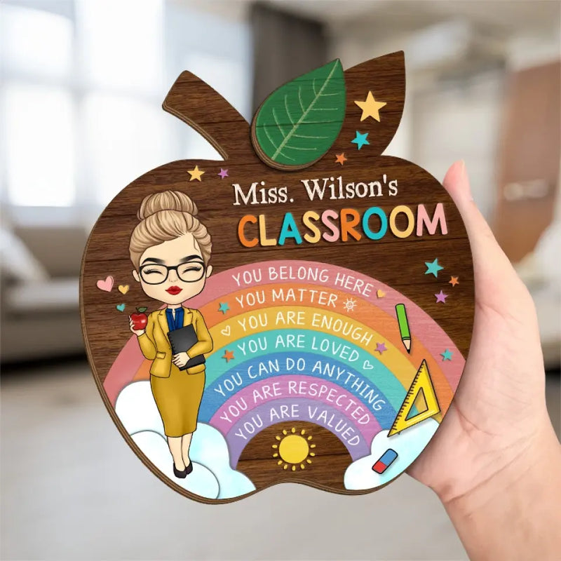 Welcome To My Classroom - Teacher Personalized Custom 2-Layered Wooden Plaque With Stand - Gift For Teacher
