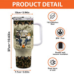 Our Love Story Is A Journey - Camping Personalized Custom 40 Oz Stainless Steel Tumbler With Handle - Gift For Couple, Husband, Wife