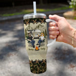 Our Love Story Is A Journey - Camping Personalized Custom 40 Oz Stainless Steel Tumbler With Handle - Gift For Couple, Husband, Wife