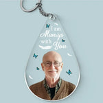 Custom Photo Angel From Above, Watch Over Me With Love - Memorial Personalized Custom Shaped Acrylic Keychain - Sympathy Gift For Family