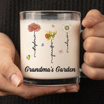 My Grandma's Favorite Garden - Family Personalized Custom Glass Mug - Gift For Grandma, Mom