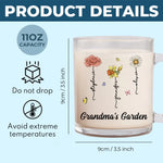 My Grandma's Favorite Garden - Family Personalized Custom Glass Mug - Gift For Grandma, Mom