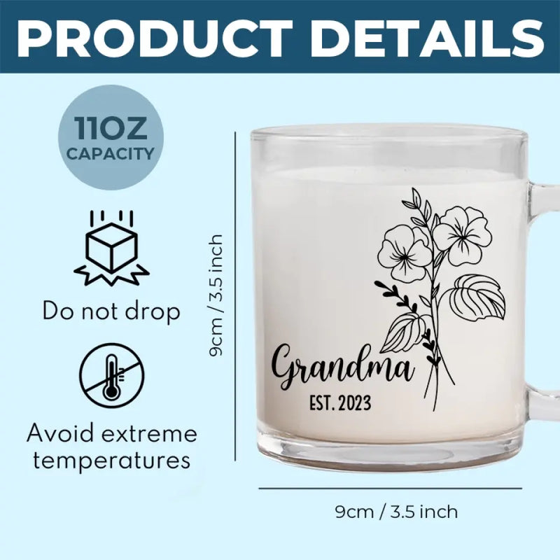 A Grandma Is Warm Hugs And Sweet Memories - Family Personalized Custom Glass Mug - Gift For Grandma