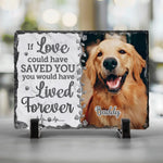 Custom Photo A Heartbeat At My Feet - Memorial Personalized Custom Rectangle Shaped Stone With Stand - Sympathy Gift For Dog Lovers