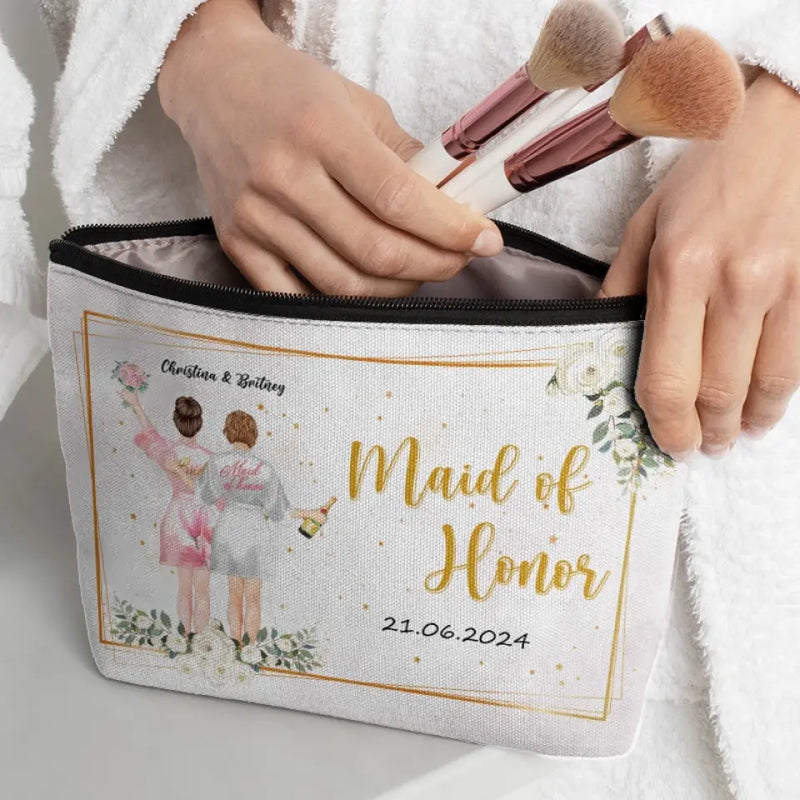 Friends Who Slay Together, Stay Together - Bestie Personalized Custom Cosmetic Bag - Wedding Gift, Bridesmaid Gift For Best Friends, BFF, Sisters