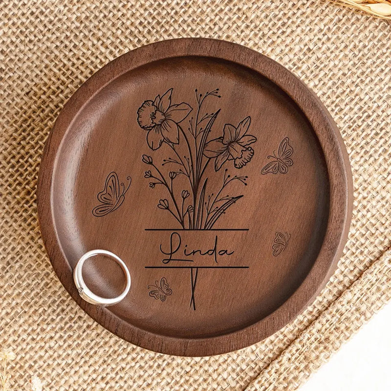 Friends Are Like Flowers In The Garden Of Life - Bestie Personalized Custom Wooden Jewelry Dish - Gift For Best Friends, BFF, Sisters