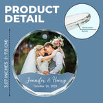 Custom Photo Love At First Sight, Soulmates Forever - Couple Personalized Custom Circle Glass Ornament - Gift For Couple, Wife, Husband
