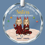 Every Season Is Our Season - Bestie Personalized Custom Circle Glass Ornament - Christmas Gift For Sisters, BFF, Best Friends