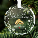 Happy Anniversary To The Love Of My Life - Couple Personalized Custom Circle Glass Ornament - Gift For Husband, Wife, Couple