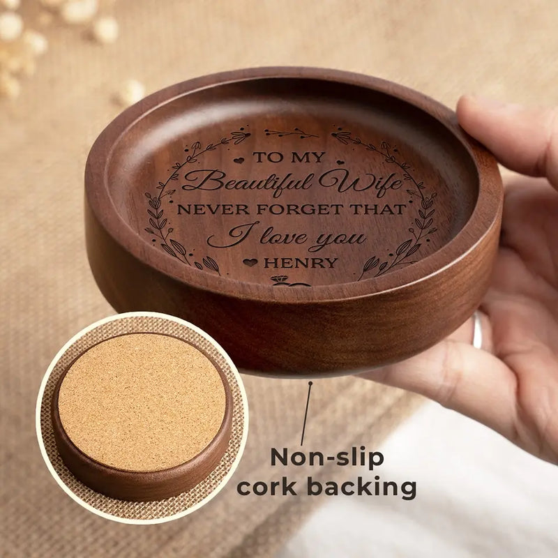Never Forget That I Love You - Couple Personalized Custom Wooden Jewelry Dish - Gift For Husband Wife, Anniversary