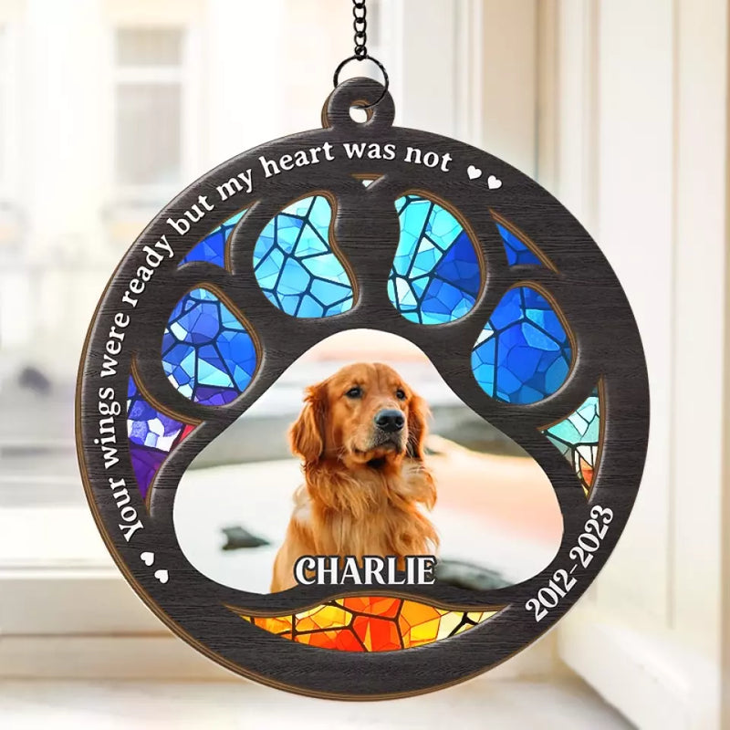 Custom Pet Photo Memorial Keepsake - Personalized Suncatcher Ornament