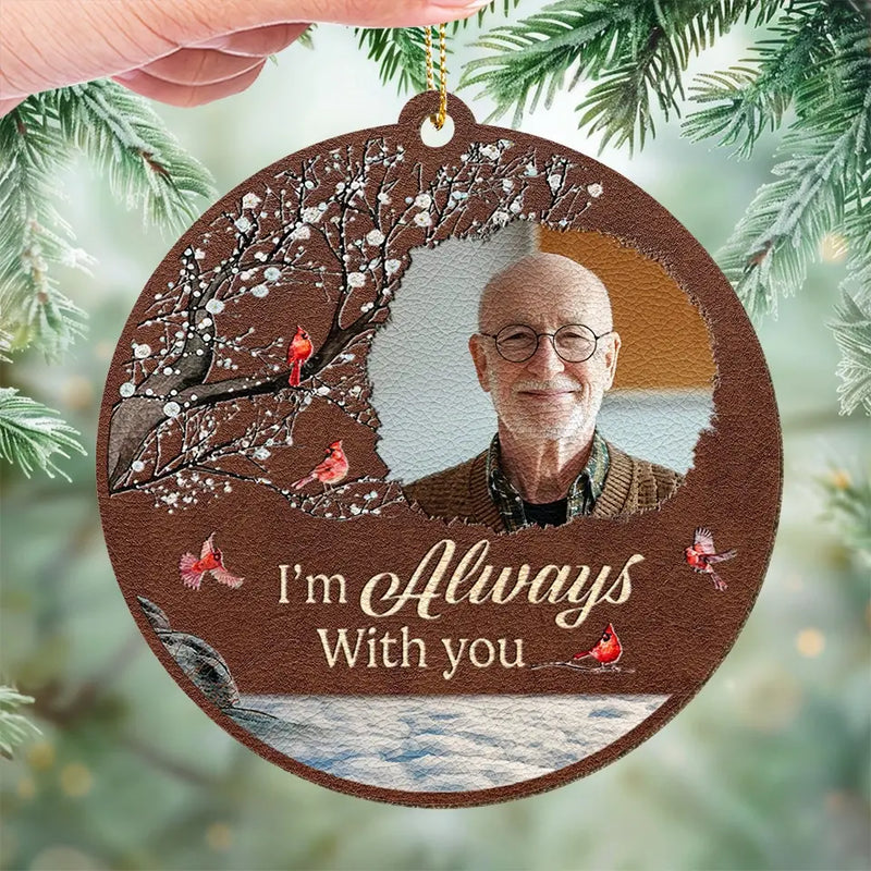 Custom Photo Greatly Loved, Deeply Missed  - Memorial Personalized Custom Leather Ornament - Christmas Gift, Sympathy Gift For Family Members